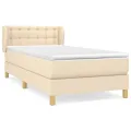 cadre de lit et matelas Crème 90x190 cm Tissu