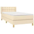 cadre de lit et matelas Crème 90x190 cm Tissu