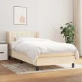 cadre de lit et matelas Crème 90x190 cm Tissu