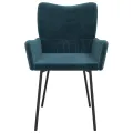 Chaises à manger lot de 2 Bleu Velours