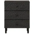 Table de chevet noir 50x33x60 cm bois de manguier massif