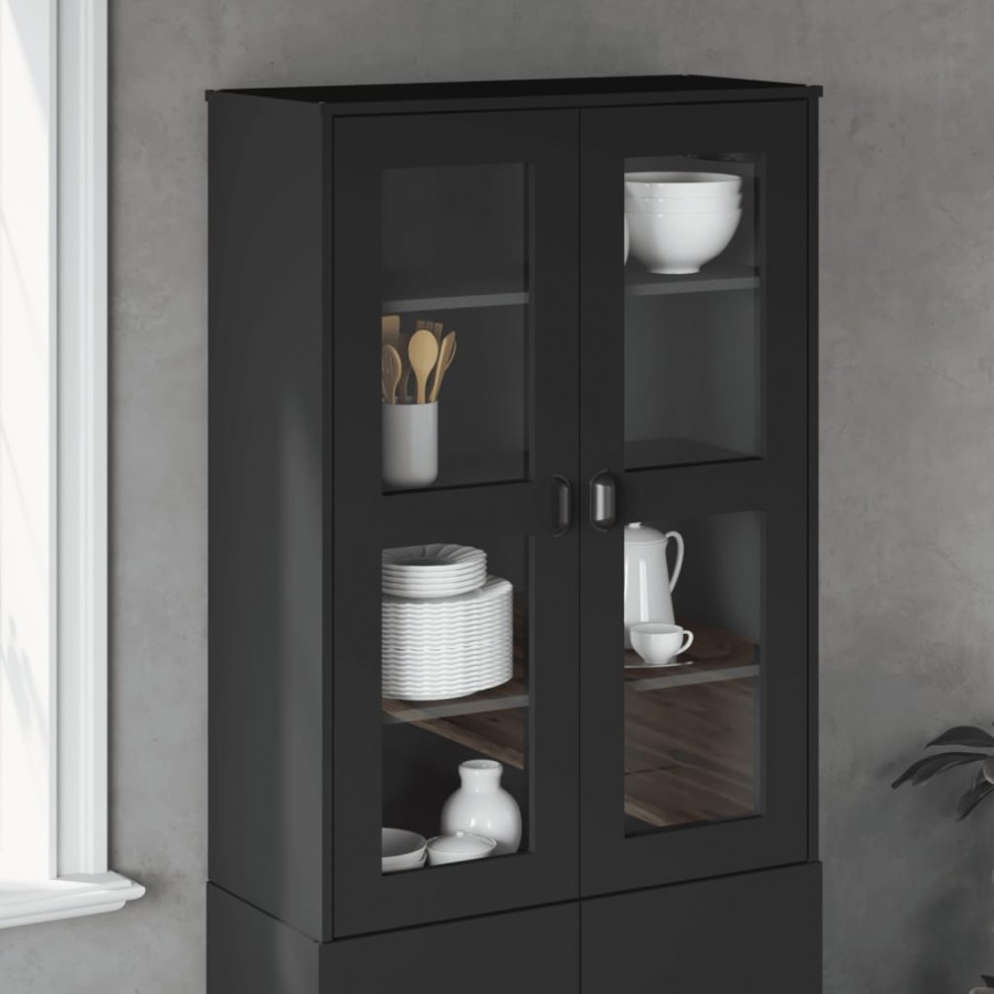 Dessus pour buffet VIKEN noir bois de pin solide