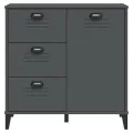 Buffet VIKEN gris anthracite 80x40x80 cm bois massif de pin