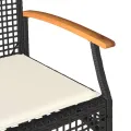 Banc de jardin avec coussin noir résine tressée et acacia