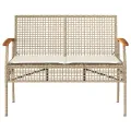 Banc de jardin avec coussin beige résine tressée et acacia