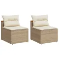 Canapés de jardin sans accoudoirs avec coussins 2 pcs beige