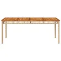 Table de jardin beige 180x90x75 cm résine tressée et acacia