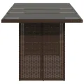 Table de jardin dessus en verre marron 190x80x74 cm