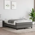 cadre de lit avec matelas gris foncé 120x190cm tissu