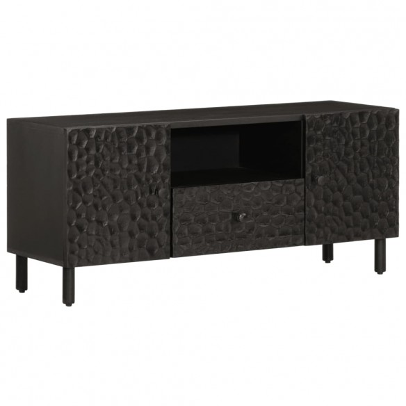 Meuble TV noir 105x33x46 cm bois massif de manguier