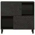 Armoire latérale noir 80x33x75 cm bois massif de manguier