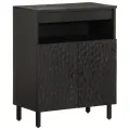 Armoire latérale noir 60x33x75 cm bois massif de manguier