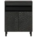 Armoire latérale noir 60x33x75 cm bois massif de manguier