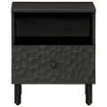 Table de chevet noir 40x33x46 cm bois de manguier solide