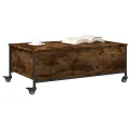 Table basse avec roulettes chêne fumé bois d'ingénierie