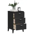 Table de chevet VIKEN noir bois de pin solide