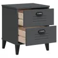 Table de chevet VIKEN gris anthracite bois de pin solide
