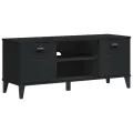 Banc à chaussures VIKEN noir 106x35x45 cm bois massif de pin