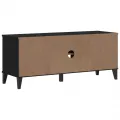 Banc à chaussures VIKEN noir 106x35x45 cm bois massif de pin