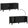 Banc à chaussures VIKEN noir 106x35x45 cm bois massif de pin