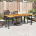 Table de jardin noir 180x90x75 cm résine tressée et bois acacia