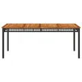 Table de jardin noir 180x90x75 cm résine tressée et bois acacia