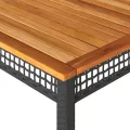 Table de jardin noir 180x90x75 cm résine tressée et bois acacia