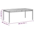 Table de jardin noir 180x90x75 cm résine tressée et bois acacia