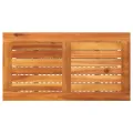 Table de jardin beige 70x38x42 cm résine tressée et bois acacia