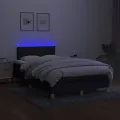 cadre de lit matelas et LED noir 120x190 cm tissu
