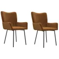 Chaises à manger lot de 2 Marron Velours
