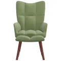 Chaise de relaxation avec repose-pied Vert clair Velours