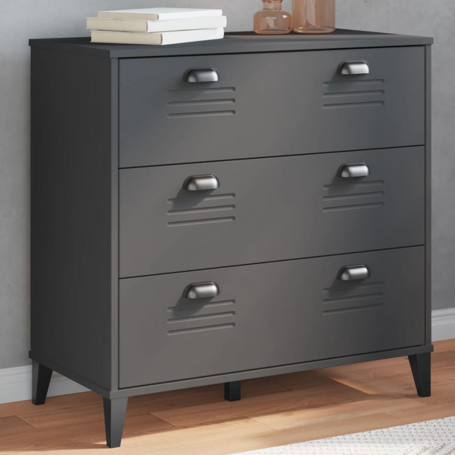 Commode VIKEN gris anthracite bois de pin solide