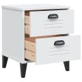 Table de chevet VIKEN blanc bois de pin solide