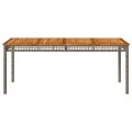 Table de jardin gris 180x90x75 cm résine tressée et bois acacia