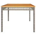 Table de jardin gris 180x90x75 cm résine tressée et bois acacia