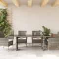 Table de jardin dessus en verre gris 190x80x74cm résine tressée