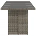 Table de jardin dessus en verre gris 190x80x74cm résine tressée