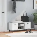 Banc à chaussures VIKEN blanc 106x35x45 cm bois massif de pin