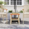 Table de jardin beige 40x40x42 cm résine tressée et bois acacia