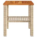 Table de jardin beige 40x40x42 cm résine tressée et bois acacia