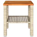 Table de jardin beige 40x40x42 cm résine tressée et bois acacia