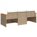 Canapé de jardin avec coussins 3 places beige résine tressée
