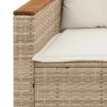 Canapé de jardin avec coussins 3 places beige résine tressée