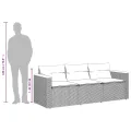Canapé de jardin avec coussins 3 places beige résine tressée