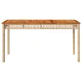 Table de jardin beige 140x80x75 cm résine tressée et acacia