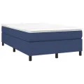 cadre de lit avec matelas bleu 120x190 cm tissu