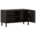 Meuble TV noir 80x31x46 cm bois massif de manguier