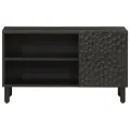 Meuble TV noir 80x31x46 cm bois massif de manguier