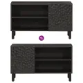 Meuble TV noir 80x31x46 cm bois massif de manguier